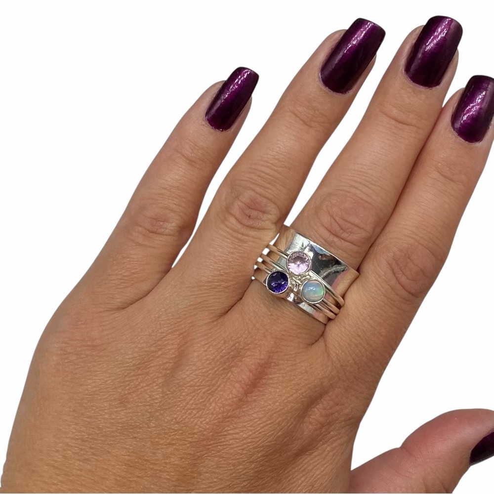 NEW Elegant Silver Stacking Rings Set - Picture 5 of 10
